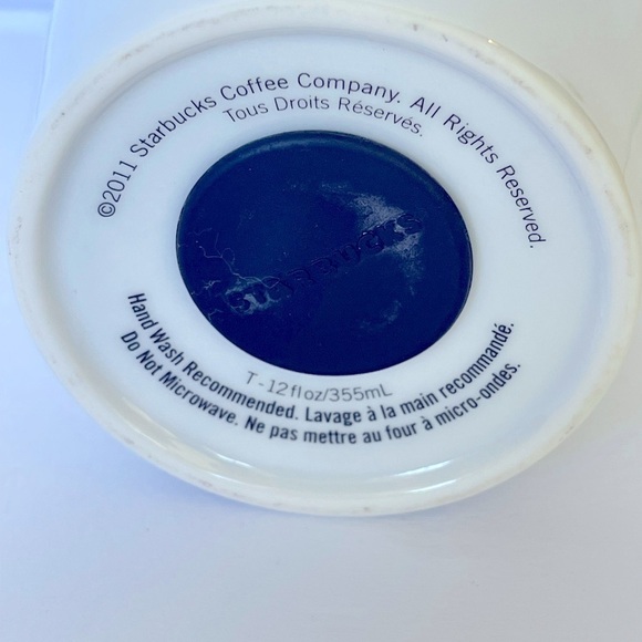 Starbucks Travel Mug Glossy White EUC 11oz - Picture 6 of 13